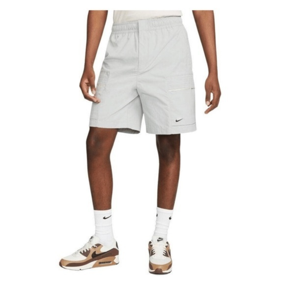 NIKE Sportswear Mens Large Essentials At Knee Length Woven Shorts Grey White New
